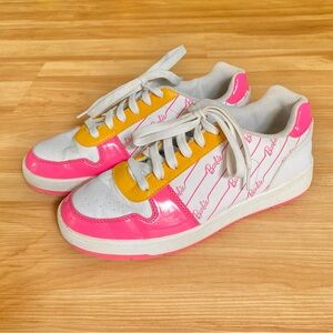 Barbie 2023 Mattel Shiny Pink White Logo Sneakers Limited Edition Size 9 🩷